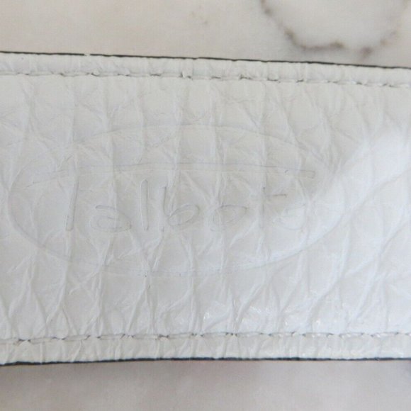 FINAL Talbots White Leather Belt with Fabric Overlay - Picture 5 of 5